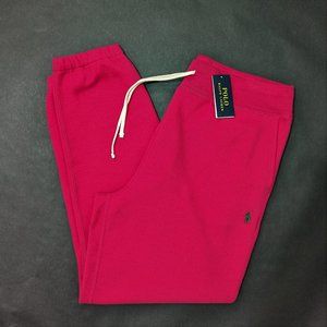 $125 Polo Ralph Lauren Men`s Pink Fleece Sweat Pants Size XL 36x30